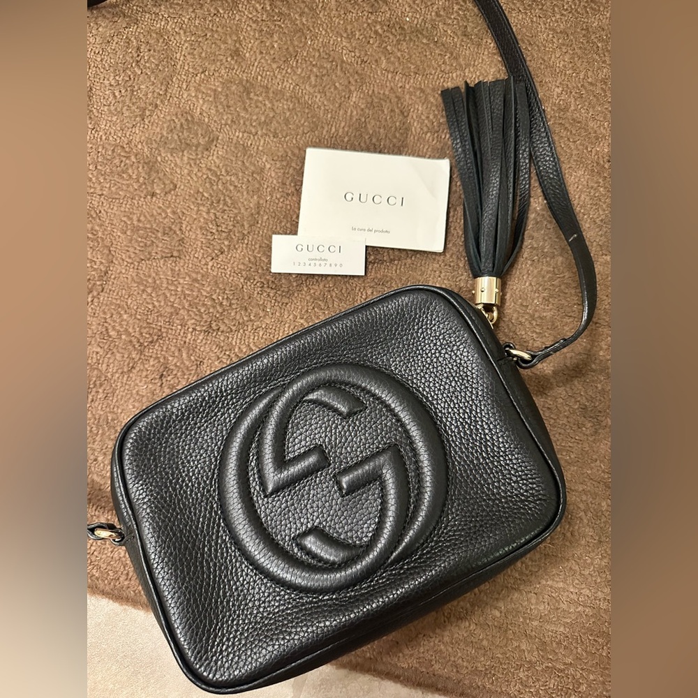 Gucci Soho Disco Black Leather Shoulder Bag-excellent used condition